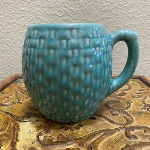 Textured Teal Ceramic Mug. Early Pottery
